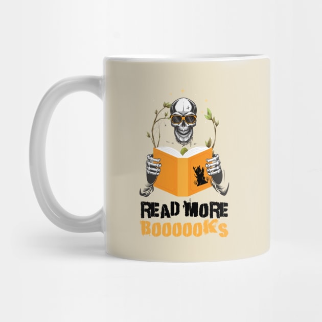 Read More Books Halloween Cute Ghost Skeleton Librarian Teacher, read more boooooks by chidadesign